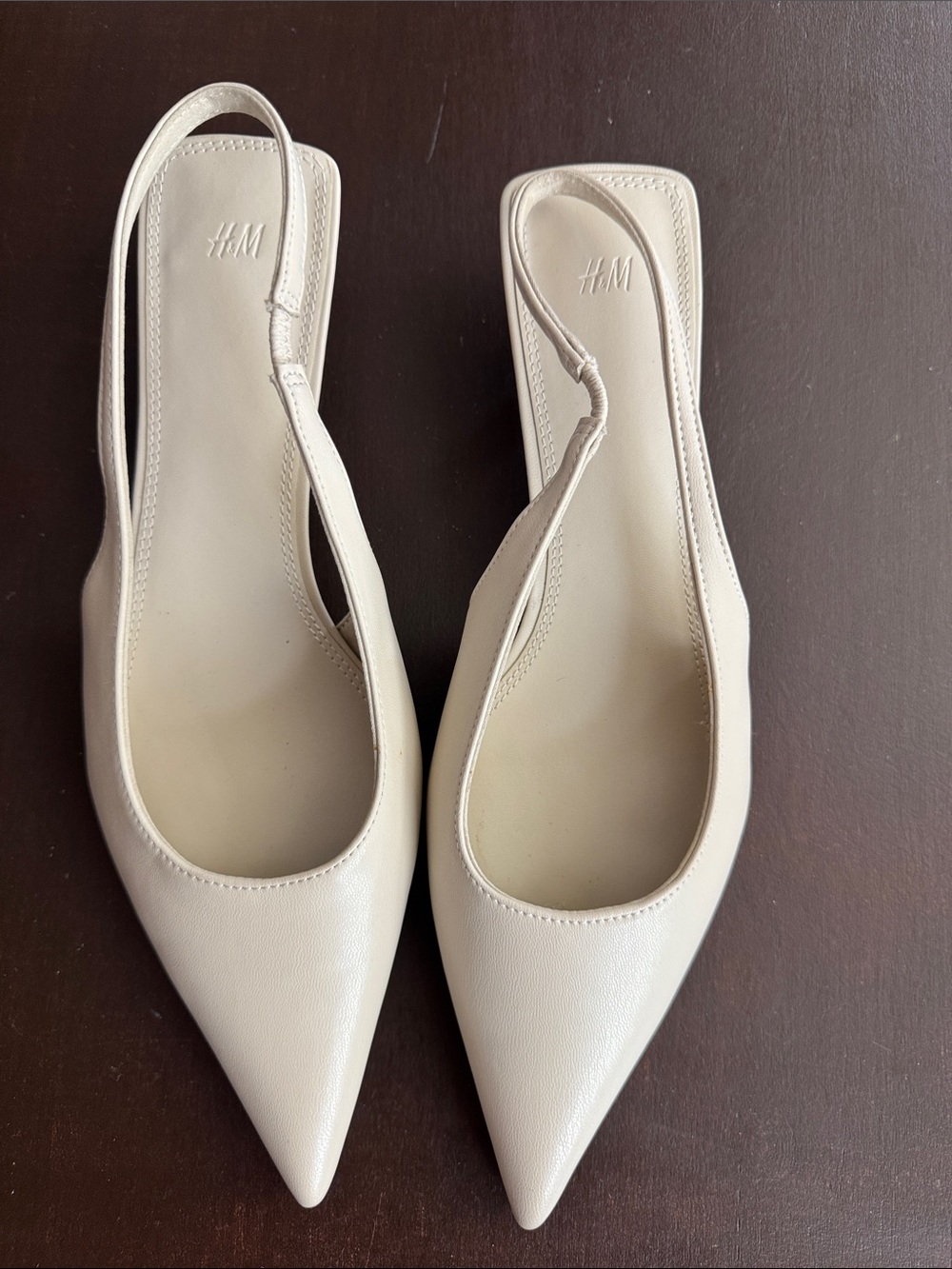 H&M Cream Pointed Slingback Flats with Sleek Pointed Toe